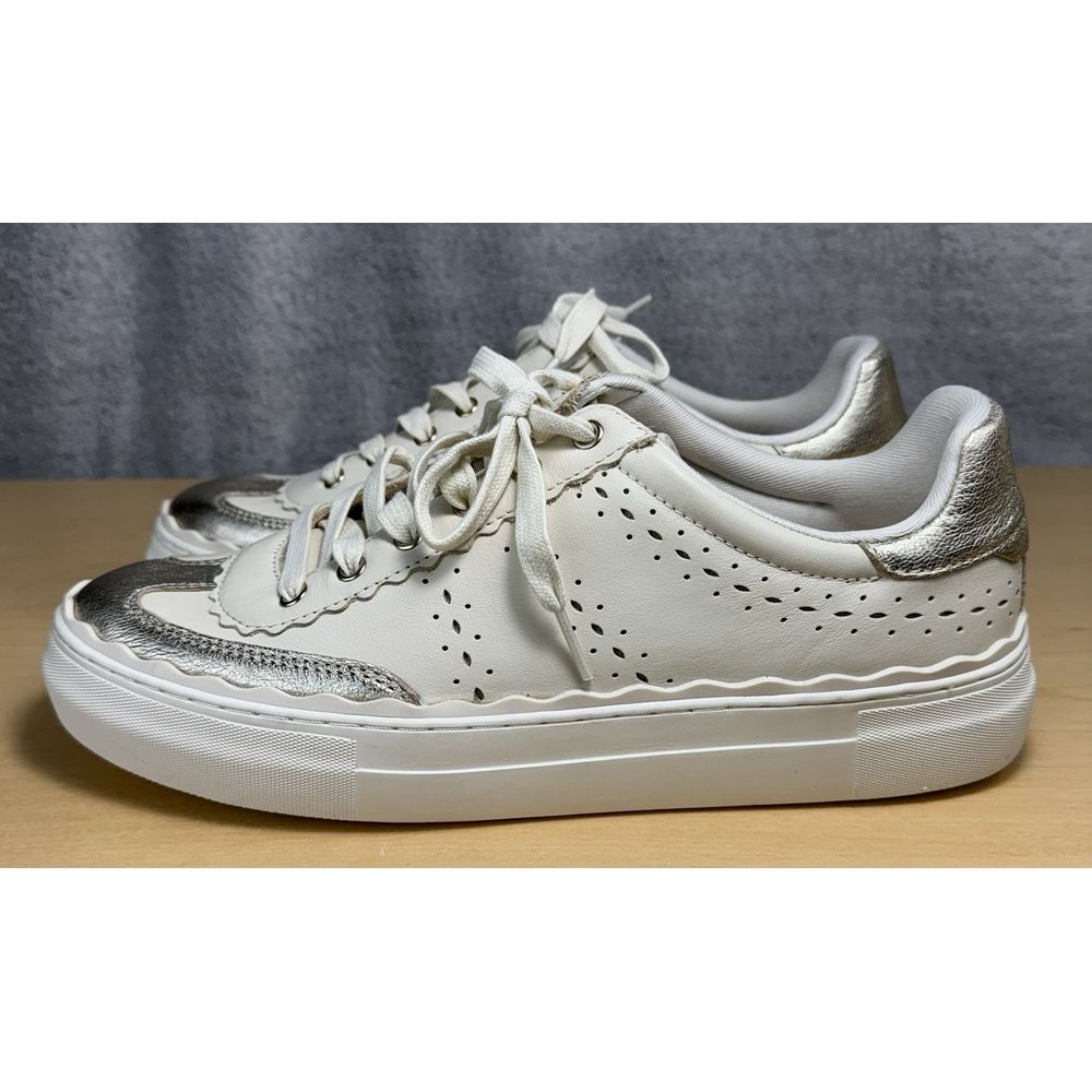 Vince Camuto Cream and Gold Jenlie Sneakers